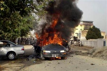 A vehicle used by the Kunduz justice ministry director burns ...